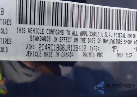 2018 Chrysler Pacifica Touring L из США, поврежденный, VIN 2C4RC1BG6JR139412